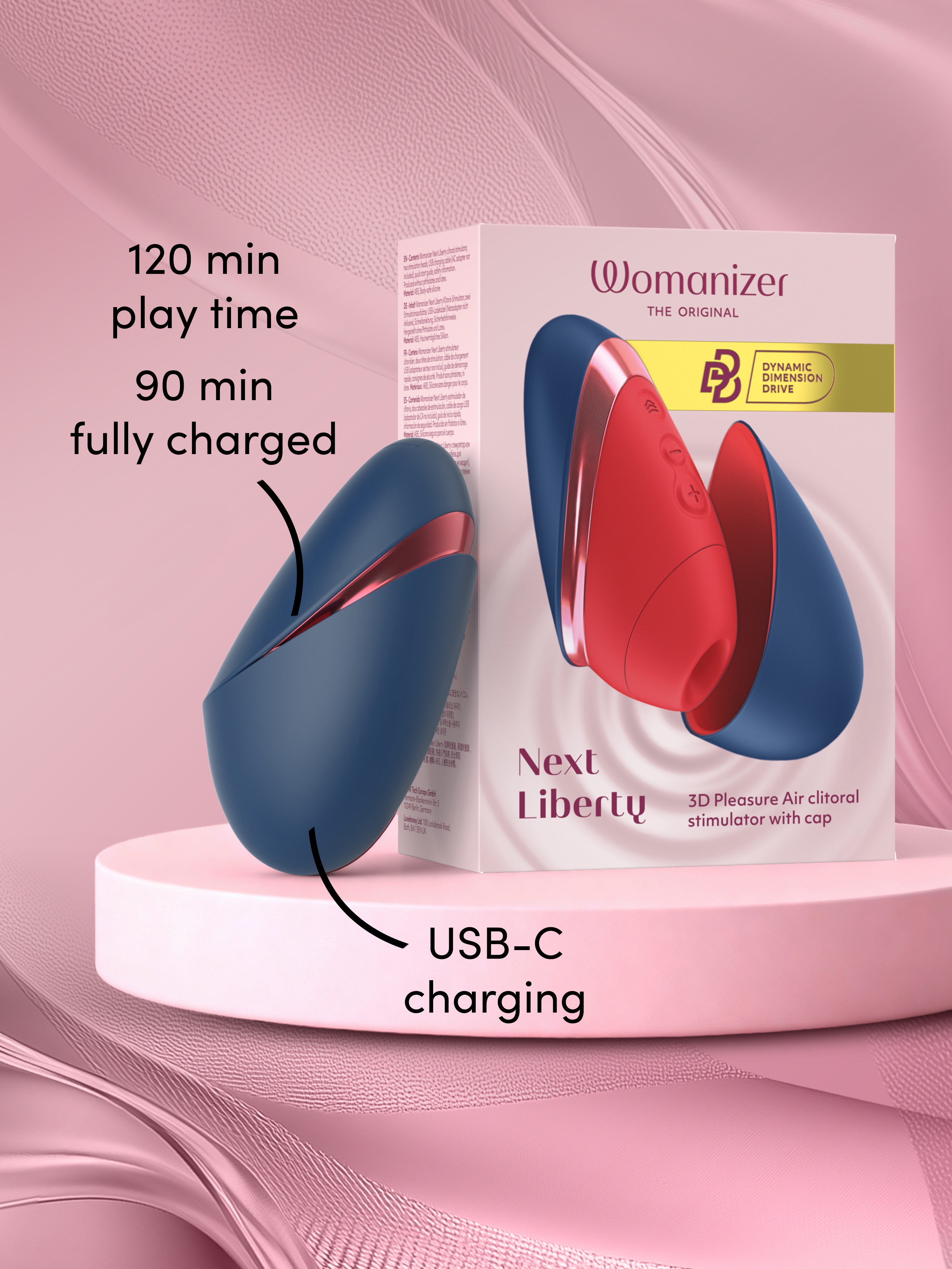 Womanizer Next Liberty Blue Red Clitoral Suction Stimulator, Blue, hi-res