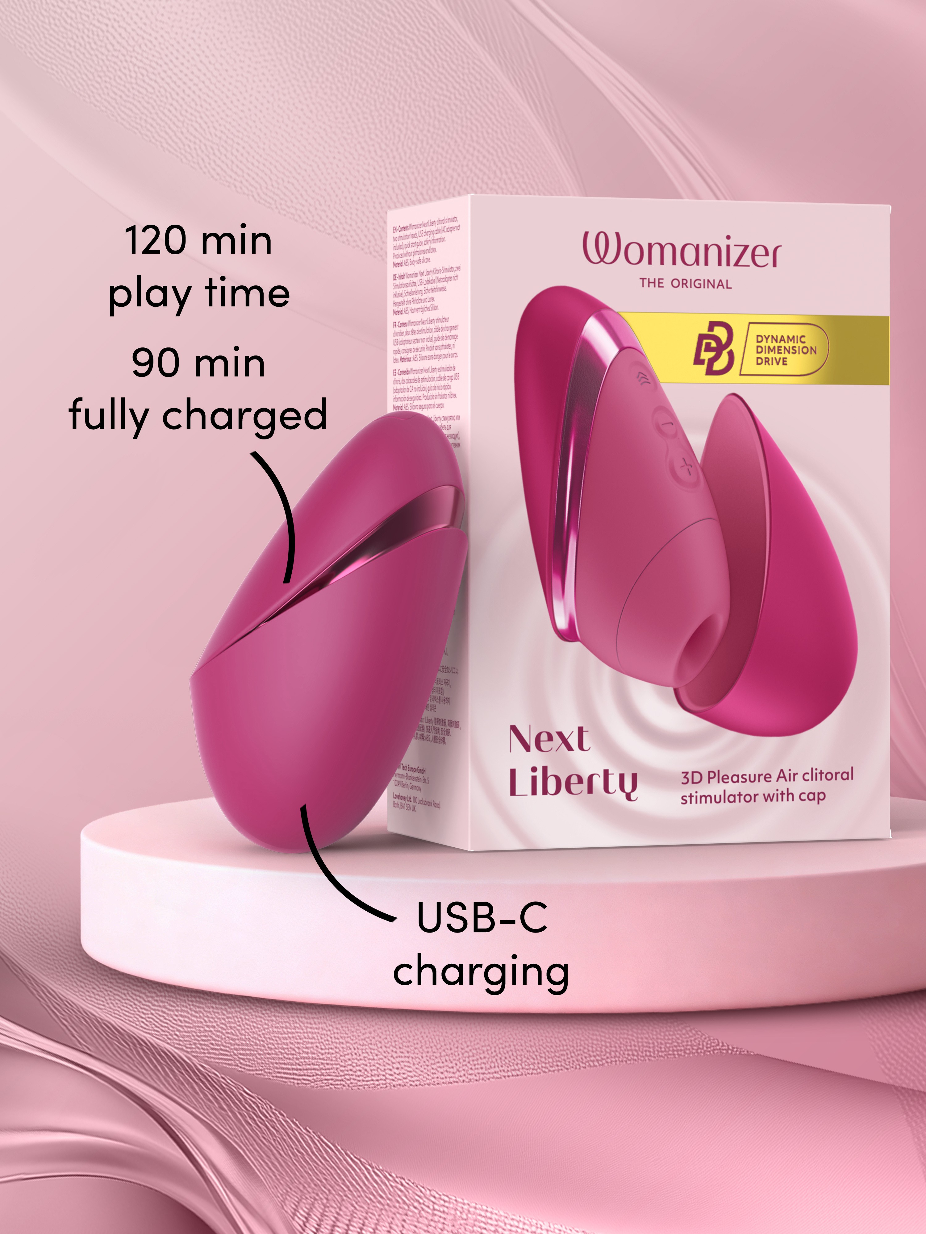 Womanizer Next Liberty Vibrant Pink Clitoral Suction Stimulator, Pink, hi-res