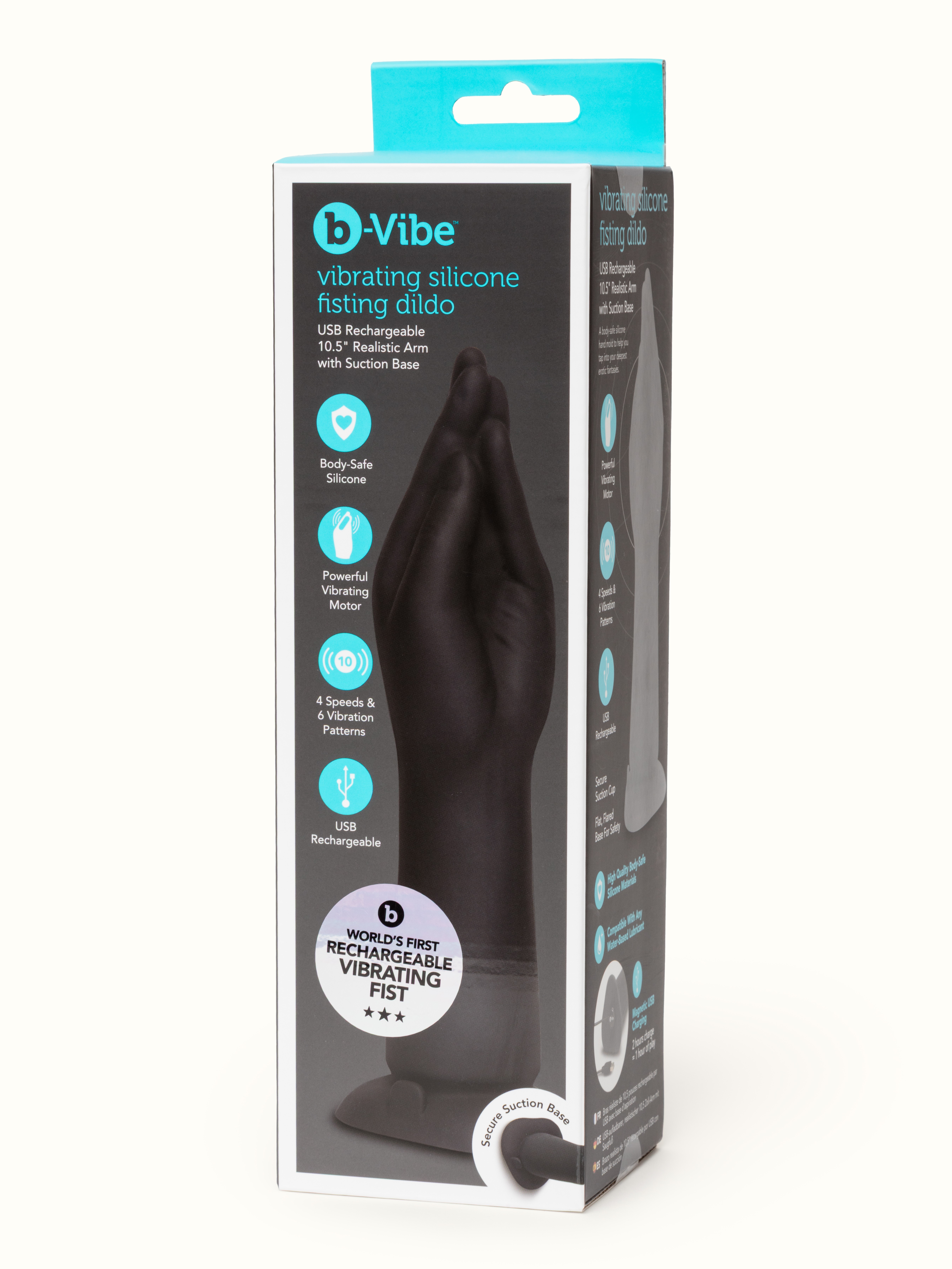 B-Vibe Vibrating Silicone Fisting Dildo 10.5 Inch, Black, hi-res
