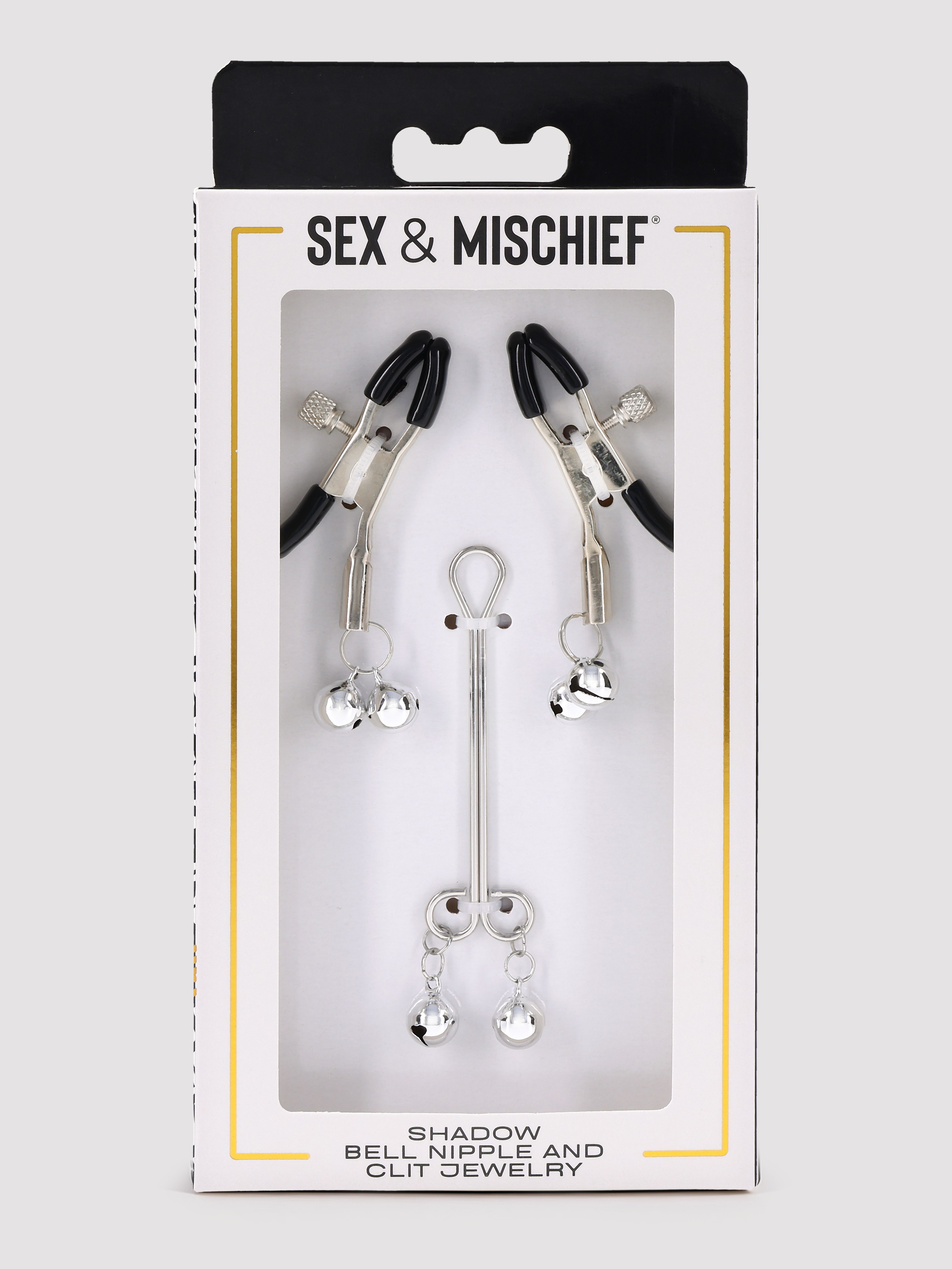 Sportsheets Shadow Bell Nipple and Clit Clamps Set, Silver, hi-res