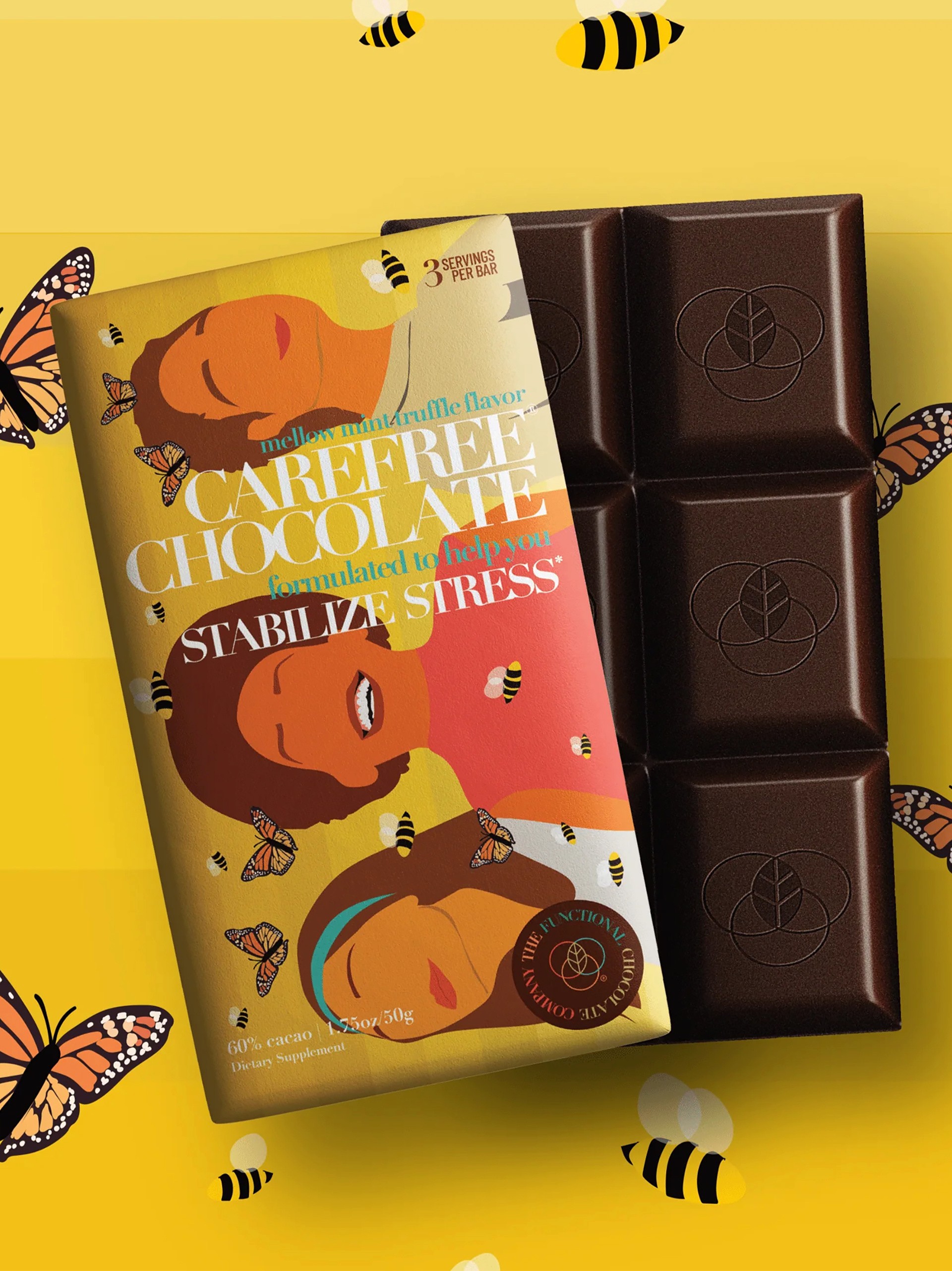 Functional Chocolate Mint Truffle Flavour Carefree Bar 50g, , hi-res