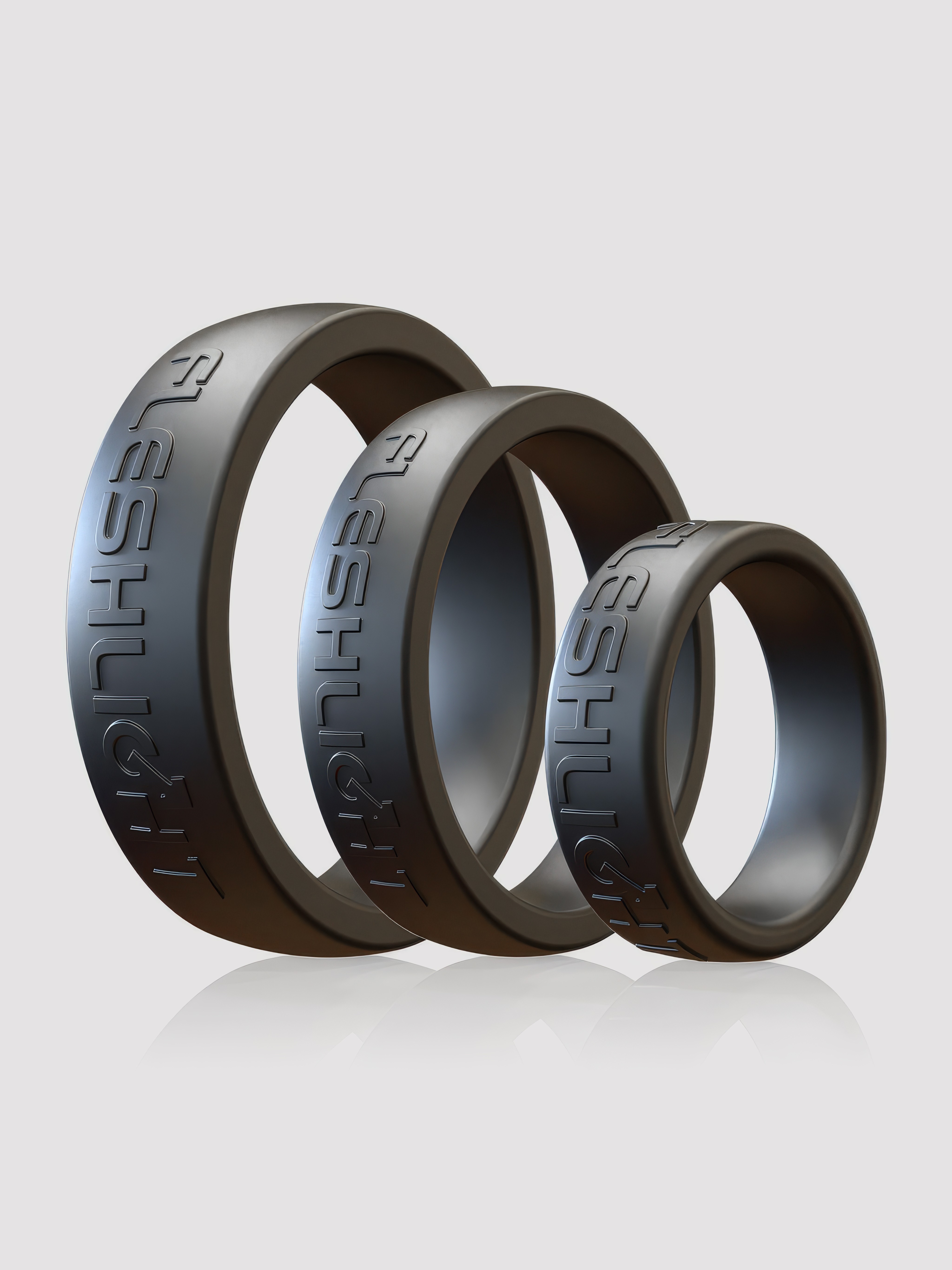 Fleshlight Fleshband Silicone Penis Ring Stamina Set, Black, hi-res