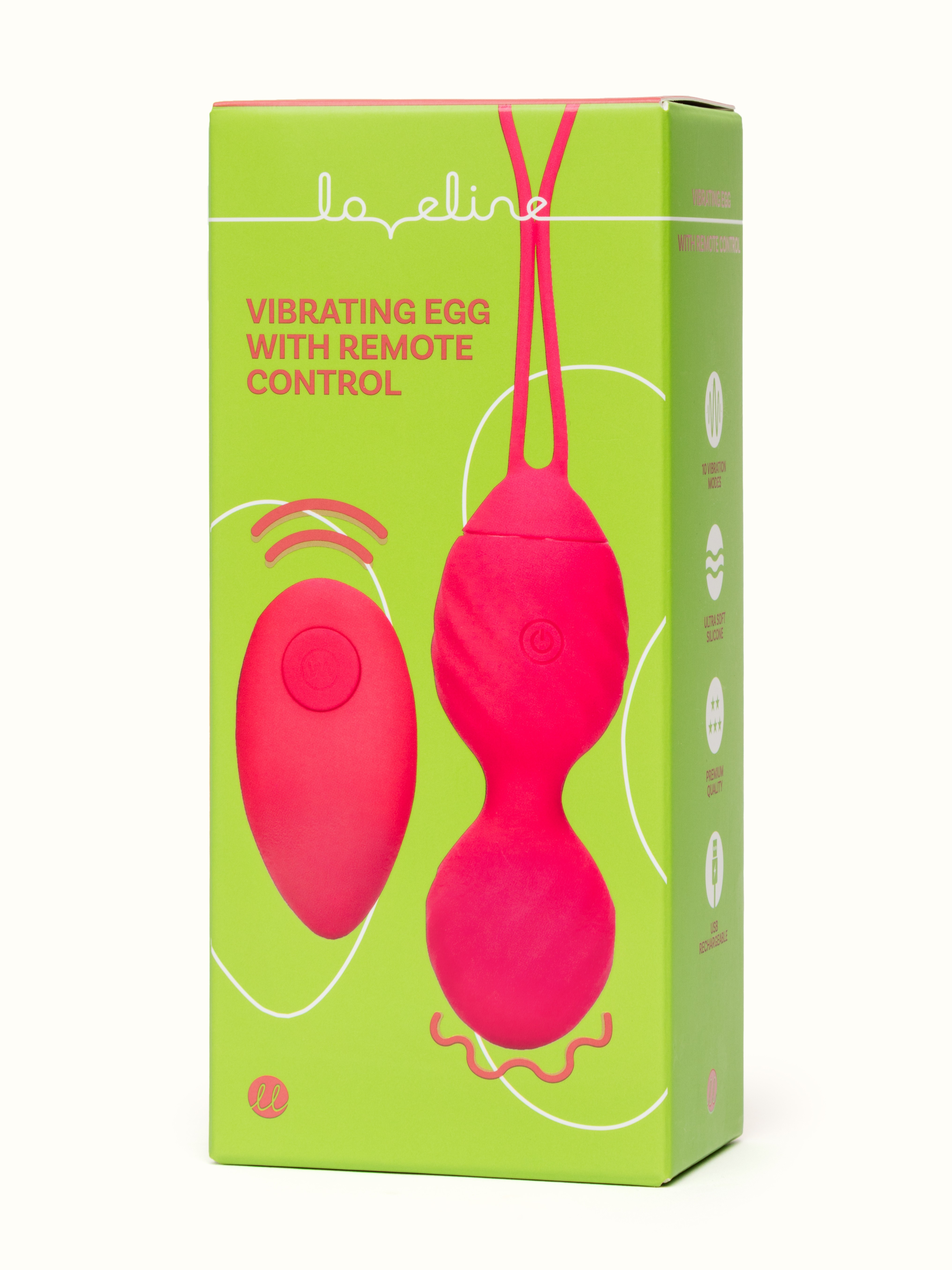 Loveline Remote Control Dual Love Egg Vibrator, Red, hi-res