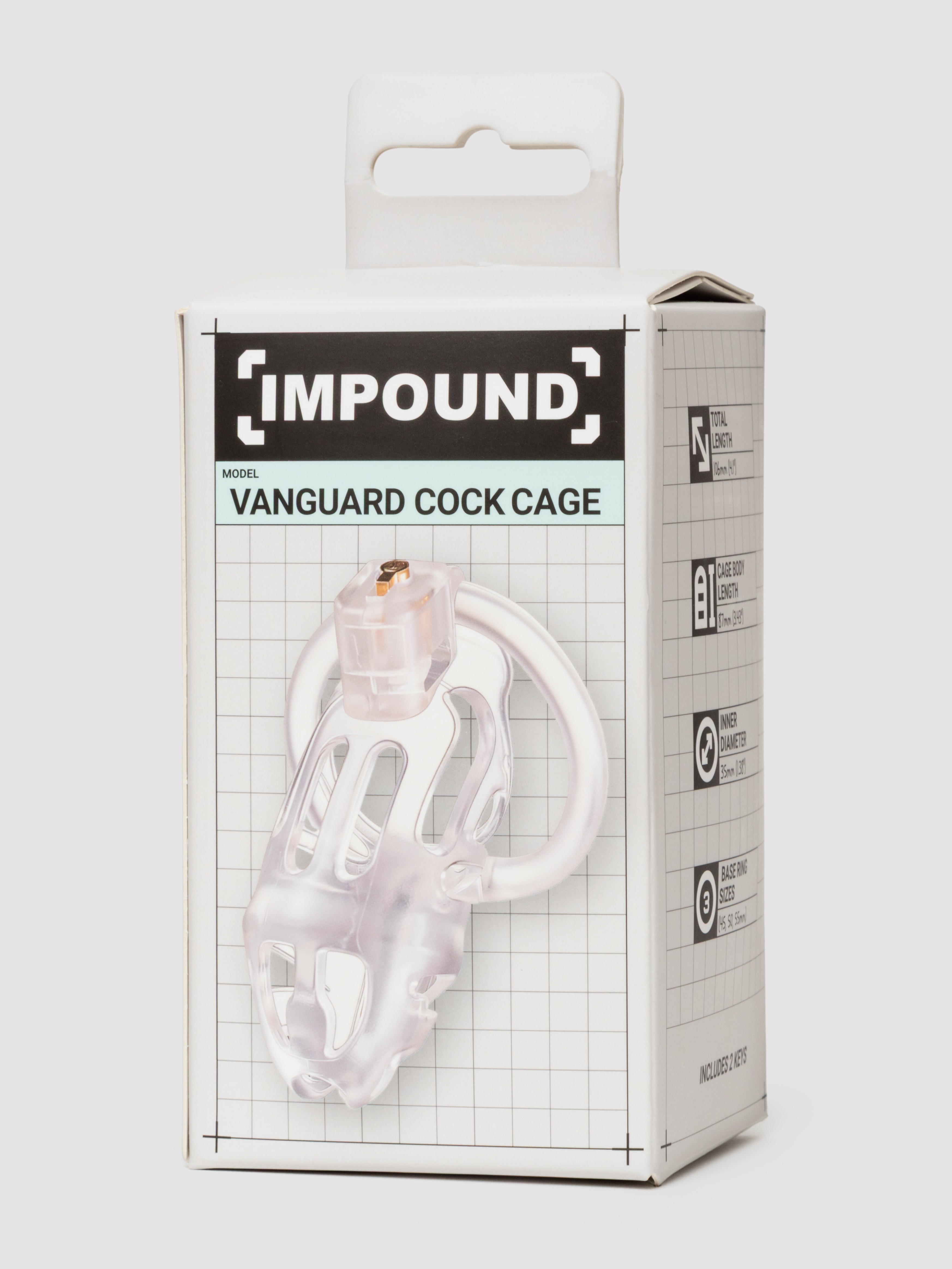 Impound Vanguard Cock Cage 3.4 Inch, Clear, hi-res