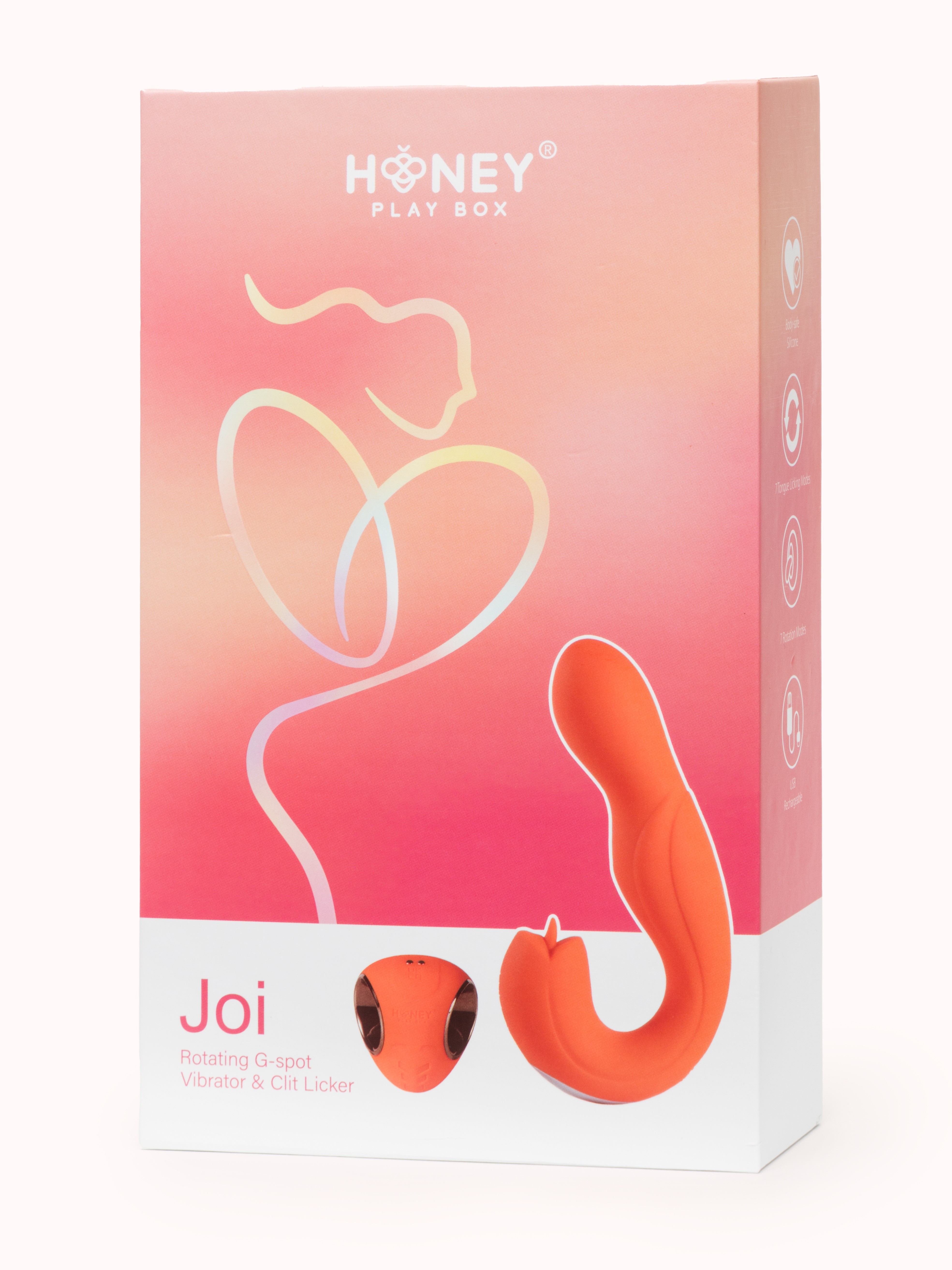 Honey Play Box JOI PRO Remote Control Rotating G-Spot and Clit Licker Vibrator, Orange, hi-res
