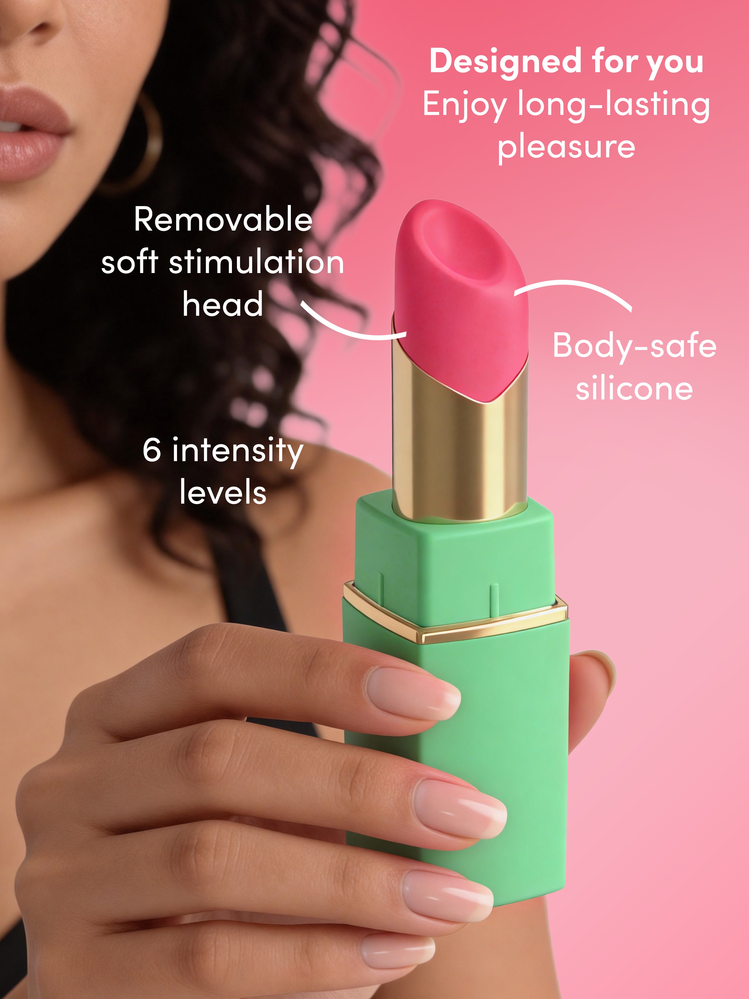 Womanizer Beauty Green and Pink Lipstick Clitoral Stimulator, Green, hi-res