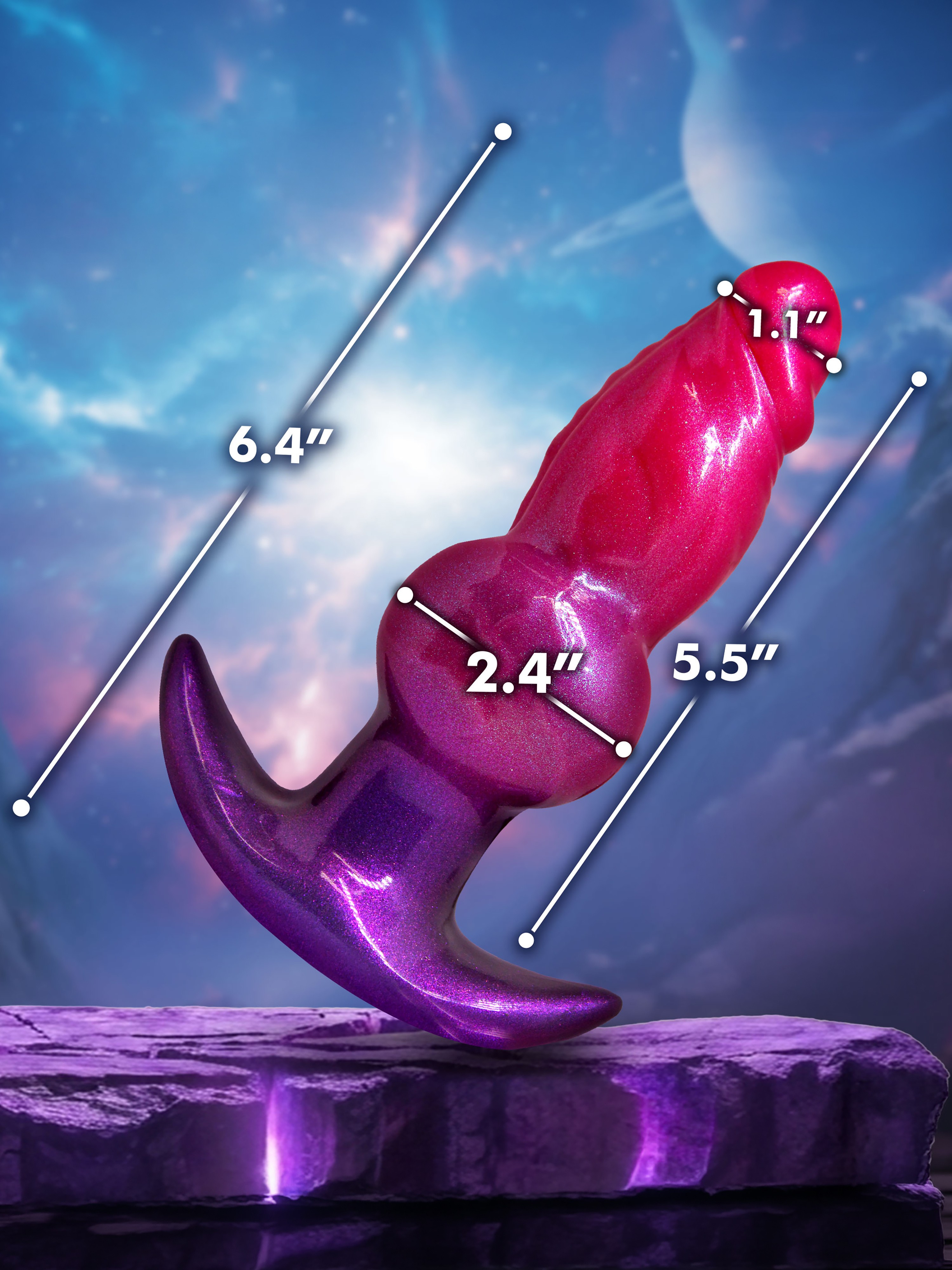 Creature Cocks Astro Inflatable Silicone Butt Plug, Pink, hi-res