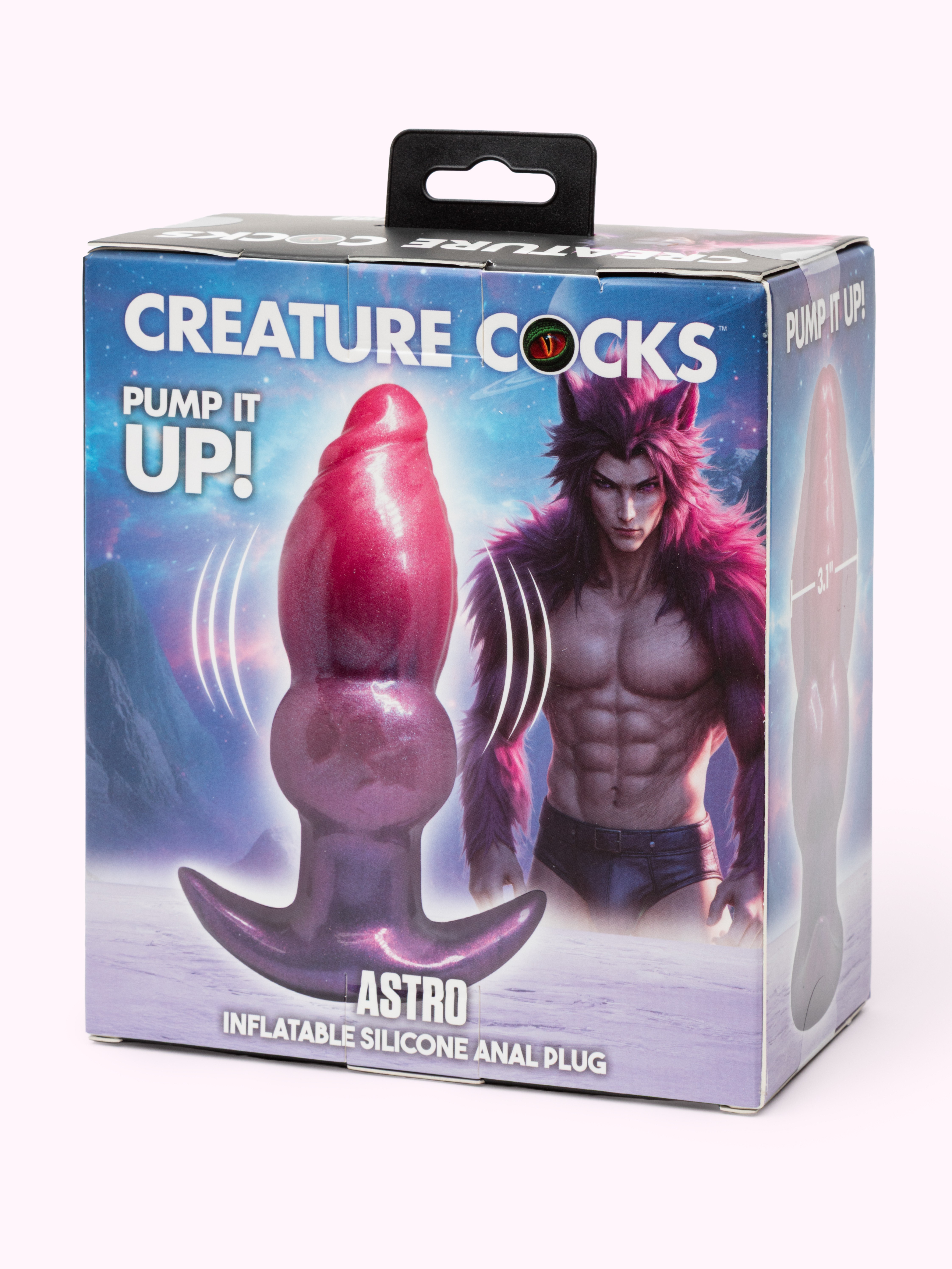Creature Cocks Astro Inflatable Silicone Butt Plug, Pink, hi-res