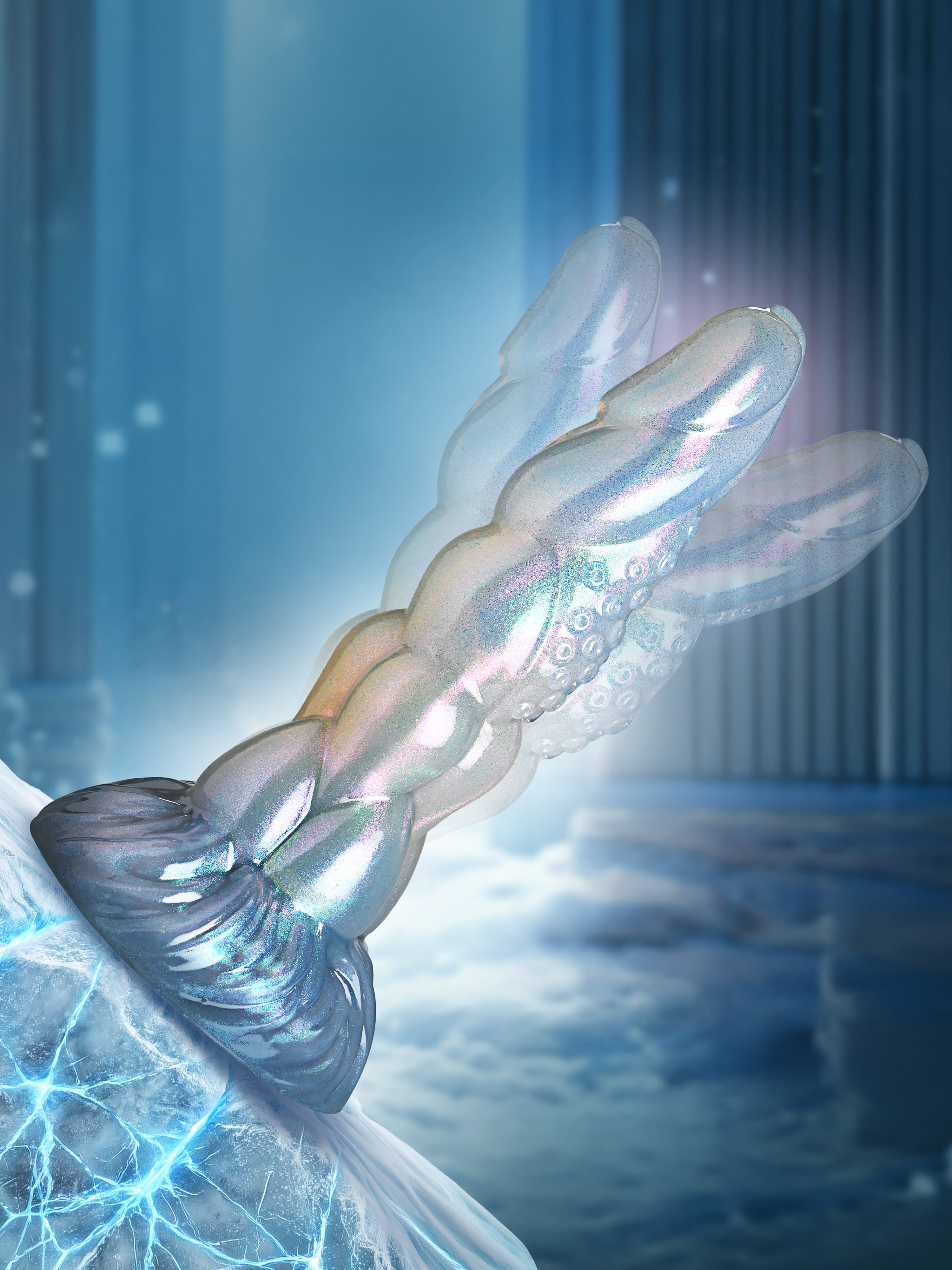 Creature Cocks Crysta Silicone Dildo 8 Inch, Blue, hi-res