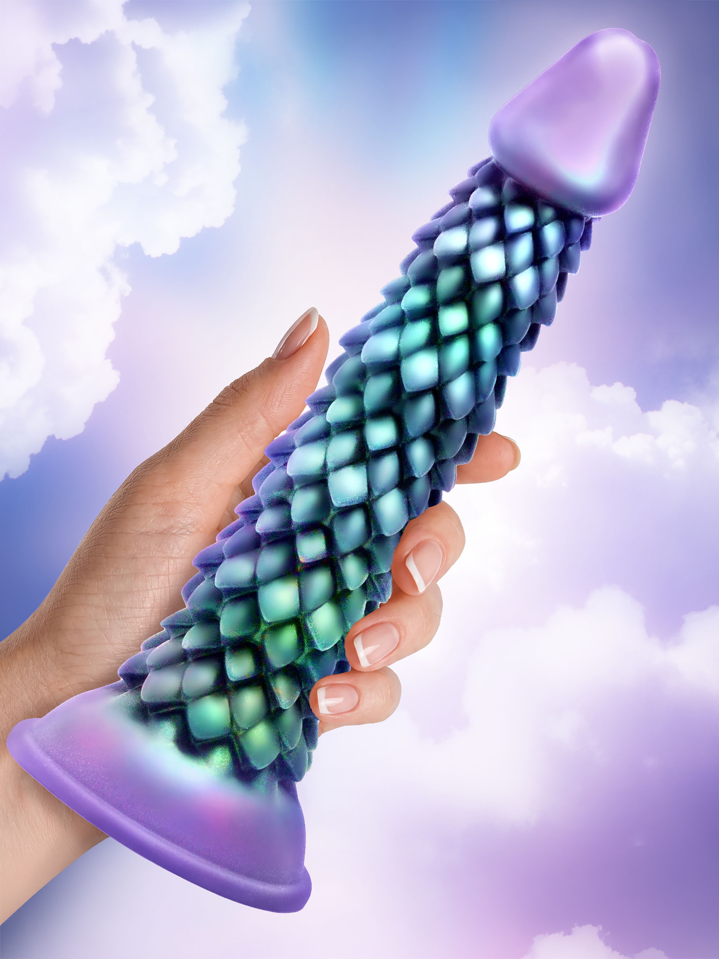 Creature Cocks Eryndor Textured Silicone Dildo 8 Inch, Purple, hi-res