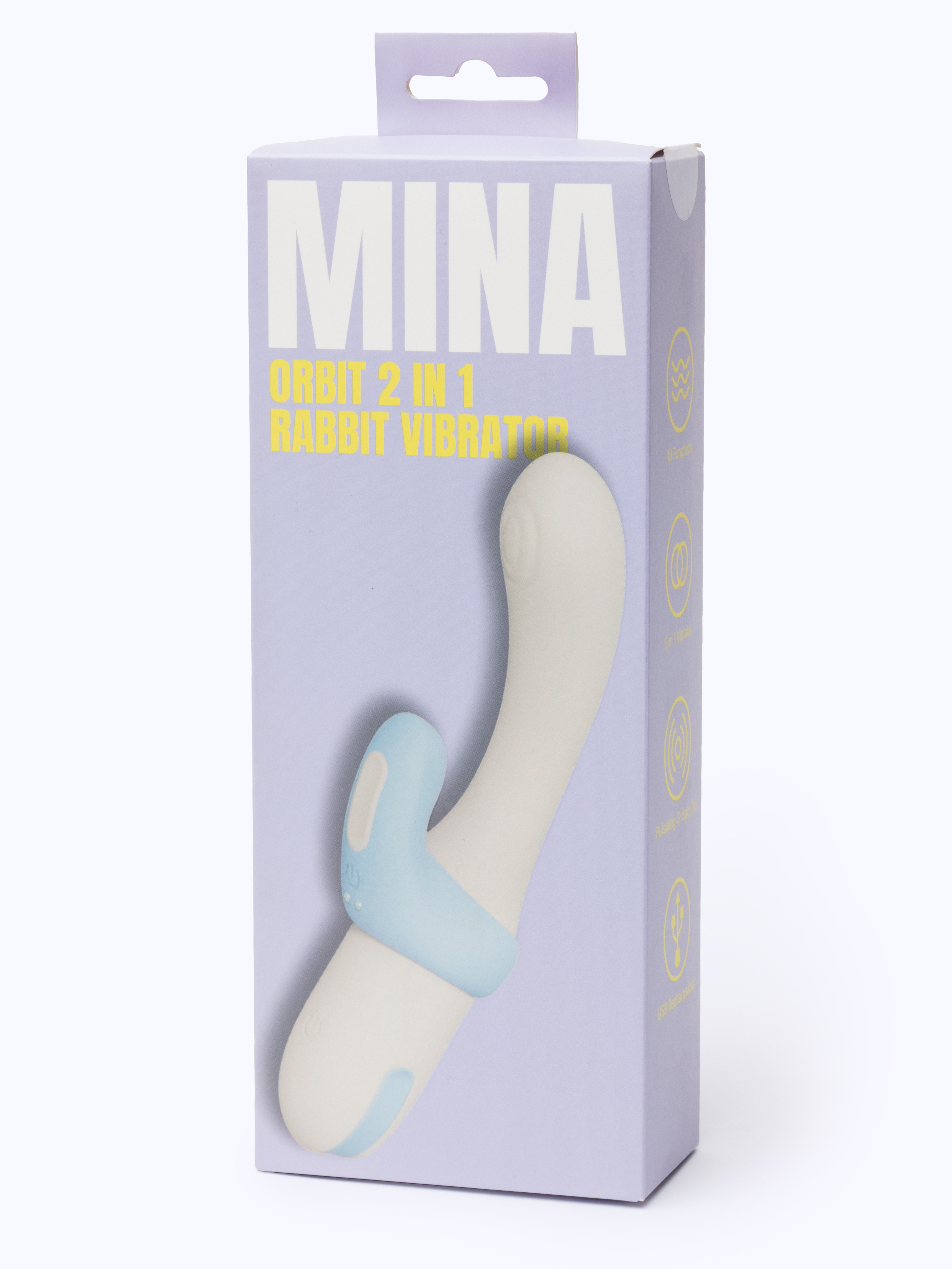 Mina Orbit 2 in 1 Rabbit Vibrator and Cock Ring Set, White, hi-res