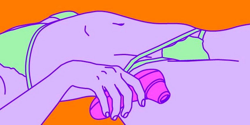 A illustration of a hand touching a grapefruit