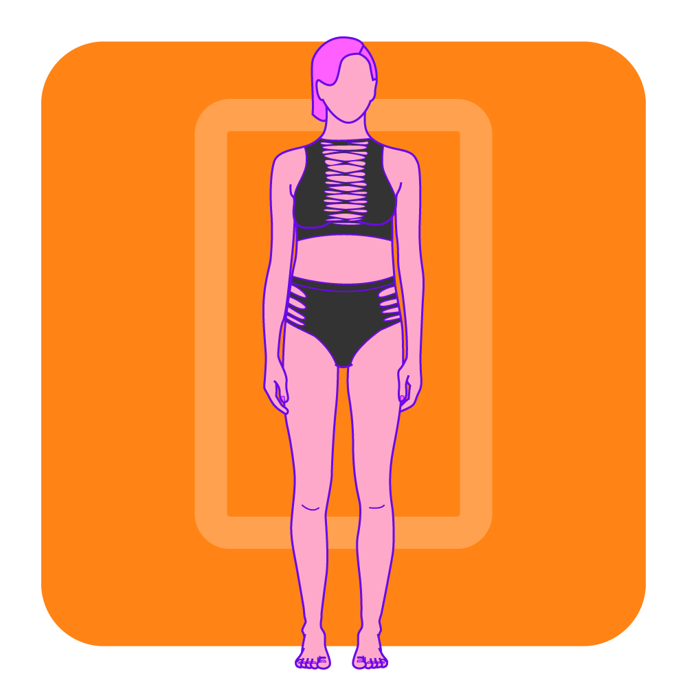 An illustration of a woman with an athletic body shape in lingerie.