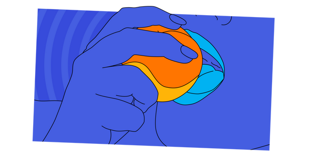 Illustration of a person eating a peach