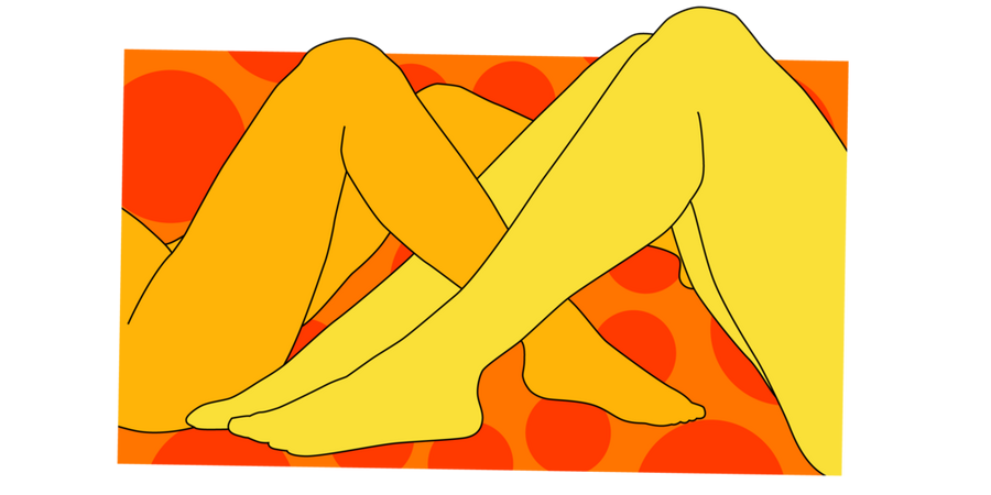 An illustration of two people's legs intertwined