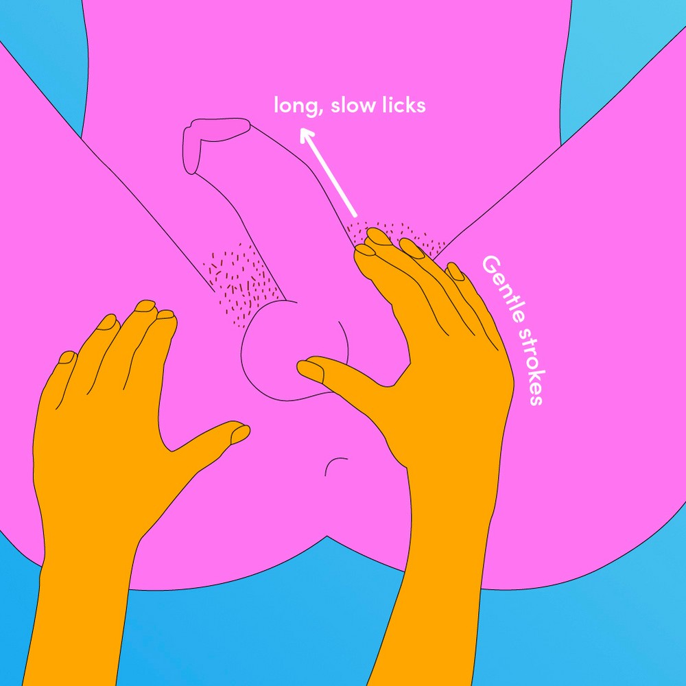 A naked diagram of a penis being touched by someone's hands.