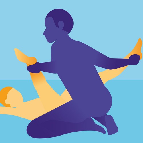 A still graphic of two individuals performing the Abracadabra gay sex position